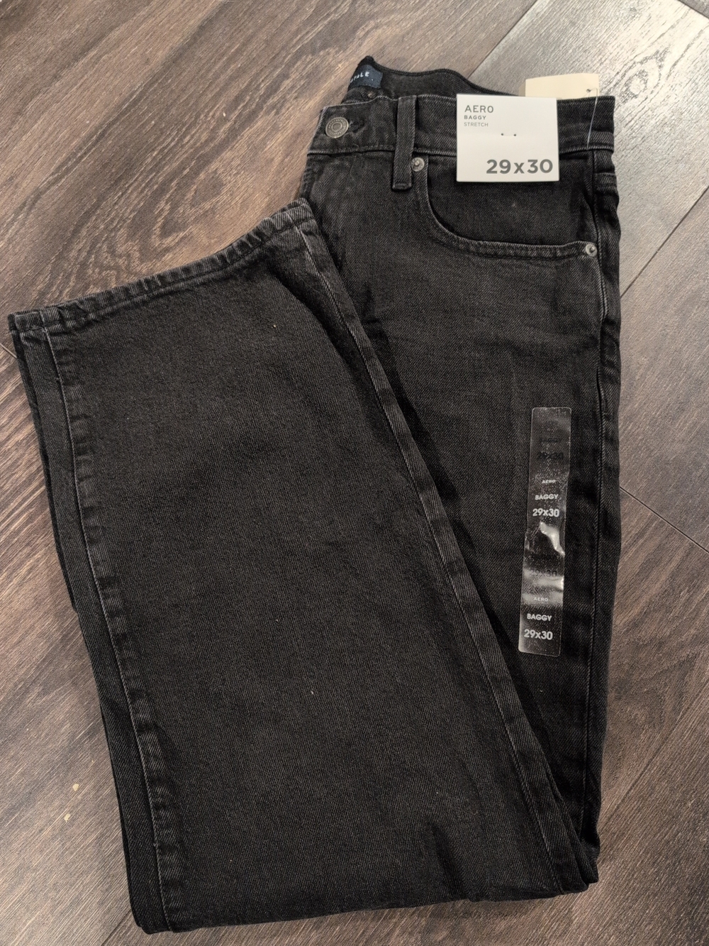 Aeropostale AERO Baggy Stretch Straight Black Wash Premium Jean Size 29X30 NWT